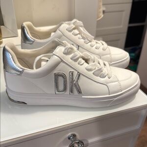 DKNY White Sneakers with Silver Detail